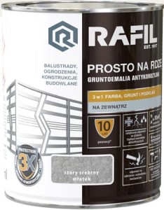 RAFIL na rdzę 0,75L MŁOTKOWY SZARY SREBRNY