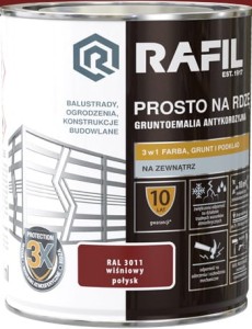 RAFIL na rdzę 0,75L WIŚNIOWY połysk RAL3011
