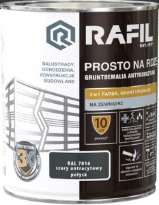 RAFIL na rdzę 0,75L SZARY ANTRACYTOWY poł. RAL7016