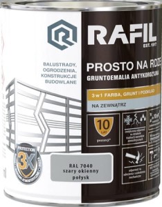 RAFIL na rdzę 0,75L SZARY OKIENNY połysk RAL7040
