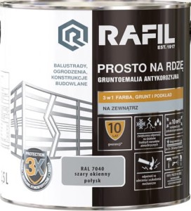 RAFIL na rdzę 2,5L SZARY OKIENNY połysk RAL7040