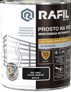 RAFIL na rdzę 0,75L CZARNY GŁĘBOKI połysk RAL9005
