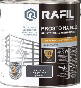RAFIL na rdzę 2,5L SZARY GRAFITOWY półmat RAL7024