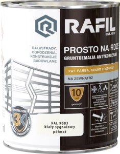 RAFIL na rdzę 0,75L BIAŁY półmat RAL9003