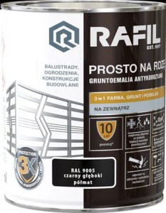 RAFIL na rdzę 2,5L CZARNY GŁĘBOKI półmat RAL9005
