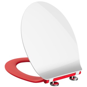 DUSCHY Slim Sense deska sedesowa wolnoopadająca uniwersalna biała/czerwona