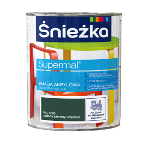 Śnieżka Supermal Emalia Akrylowa RAL6005 Zielony Ciemny Półpołysk 0,8l