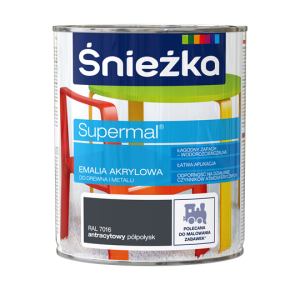 Śnieżka Supermal Emalia Akrylowa RAL7016 Antracyt Półpołysk 0,8l