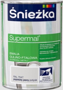 SUPERMAL emalia olejno-ftalowa popielaty jasny połysk RAL 7047 0,8l