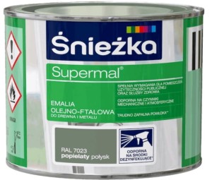 SUPERMAL emalia olejno-ftalowa popielaty połysk RAL 7023 0,4l