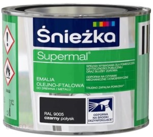 Śnieżka Supermal Emalia Olejno-Ftalowa RAL9005 Czarny Połysk 0,4l