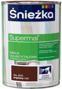 Śnieżka Supermal Emalia Olejno-Ftalowa RAL8016 Brązowy Mat 0,8l