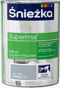 Śnieżka Supermal Emalia Olejno-Ftalowa RAL7001 Stalowy Mat 0,8l