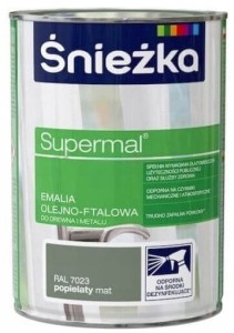 SUPERMAL emalia olejno-ftalowa popielaty mat 0,8 l 7023