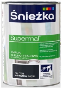 Śnieżka Supermal Emalia Olejno-Ftalowa F7016 Antracytowy Połysk 0,8l