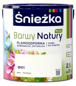 Farba Śnieżka Barwy Natury Plus Plamoodporna - BP01 Biały 2,5l