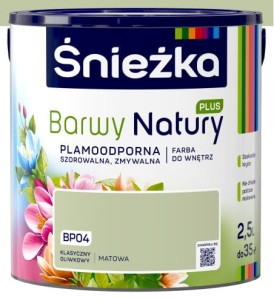 Farba Śnieżka Barwy Natury Plus Plamoodporna - BP04 Klasyczny Oliwkowy 2,5l