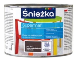 Śnieżka Supermal Emalia Akrylowa RAL8017 Brąz Czekoladowy Półpołysk 0,4l