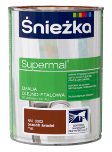 Śnieżka Supermal Emalia Olejno-Ftalowa RAL8002 Orzech Średni Mat 0,8l
