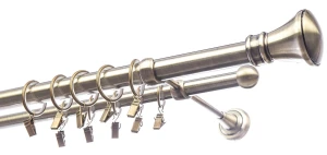 Karnisz podwójny fi 25mm zakończenie MONAKO, kolor Antyk 2mb