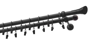 Karnisz podwójny fi19 zakończenie COSMO czarny malowany 1,5mb