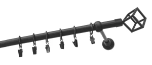 Karnisz pojedynczy fi19 zakończenie CUBE czarny malowany 1,5mb