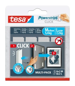 TESA Rzep CLICK biały M 5,4kg 4x2