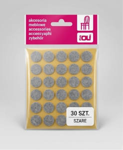 Podkładki filcowe okrągłe fi 15 szare 30 sztuk