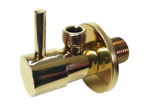 TYCNER Zawór kątowy z głowicą ceramiczną 1/2"x3/8" złoty połysk